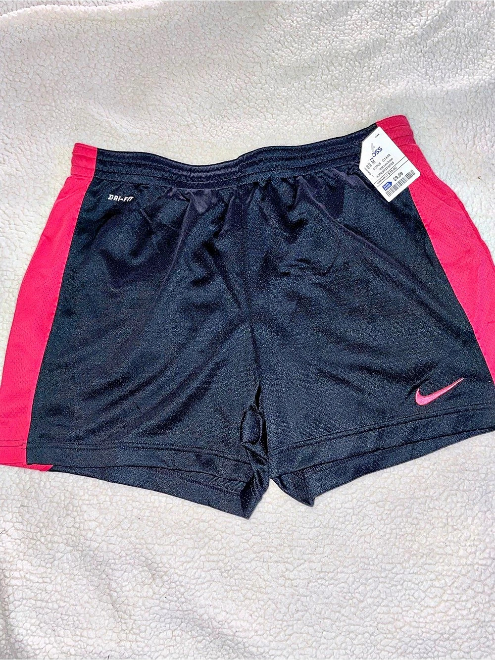 Nike Dri-FIT Mesh Panel Athletic Running Shorts Black & Pink Medium